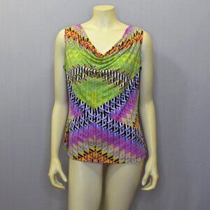 CALVIN KLEIN DRAPE NECK MATTE JERSEY TOP‎ LG